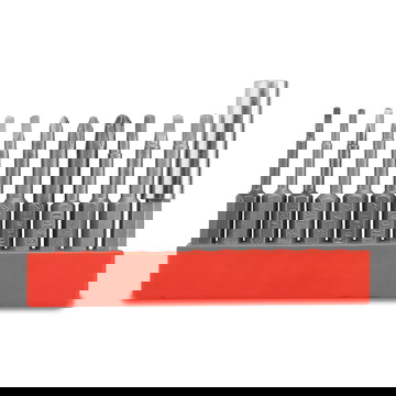 Kit 12 pezzi: punte magnetiche, attacco esagonale per avvitatore 11 inserti in lega di acciaio + portainserti, 3 bit con intaglio a croce, 5 a triangolo esterno e 3 con punta quadrata