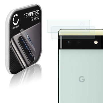 2x CELLONIC protection en verre pour objectif téléphone compatible avec Google Pixel 6 - Resistance 9H 0,33mm Full Glue protége lentille Transparent