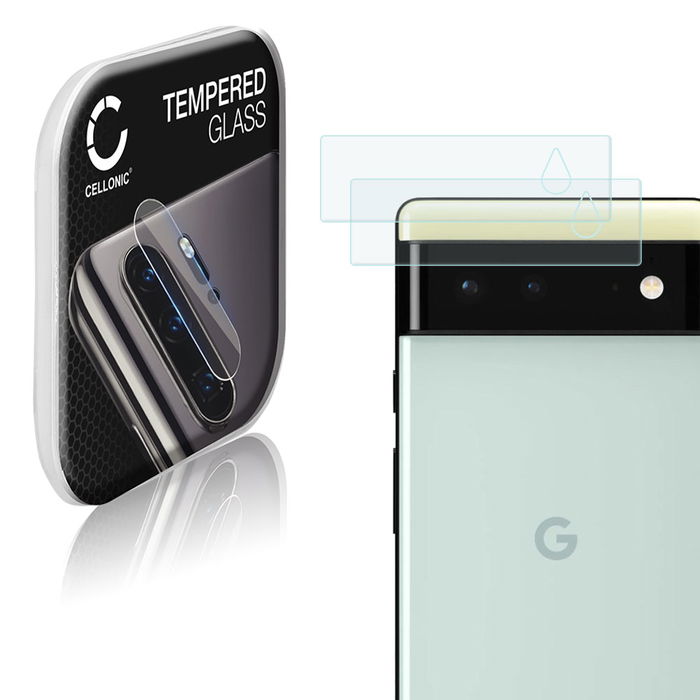 2x CELLONIC protection en verre pour objectif téléphone compatible avec Google Pixel 6 - Resistance 9H 0,33mm Full Glue protége lentille Transparent
