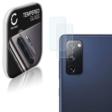 2x CELLONIC protection en verre pour objectif téléphone compatible avec Samsung Galaxy S20 FE (SM-G781) - Resistance 9H 0,33mm Full Glue protége lentille Transparent