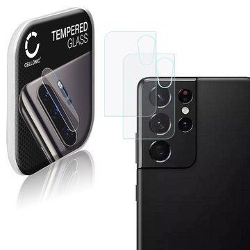 2x CELLONIC Kamera Schutzglas kompatibel mit Samsung Galaxy S21 Ultra (SM-G998) Handy Kameraschutz - 9H Kameraglas 0,33mm Full Glue Kameraabdeckung Transparent - Schutzfolie Glas Folie, Camera Protector Glass