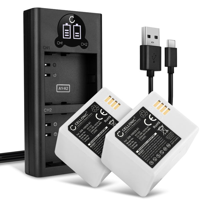 2x Arlo Pro Akku + Dual Ladegerät 2000mAh Ersatzakku Batterie von CELLONIC