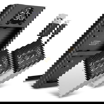 2x Batterie A-2 per Arlo Go 1 (VML4030, VMA4410) da 3000mAh Ricambio per telecamera di sicurezza + Caricabatterie Doppio per videosorveglianza & sicurezza