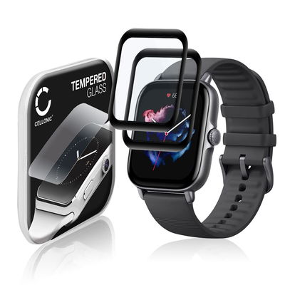 2x Displayschutzglas Amazfit GTS 3 (3D Full Cover, 9H, 0,33mm, Full Glue) Displayschutz Tempered Glass