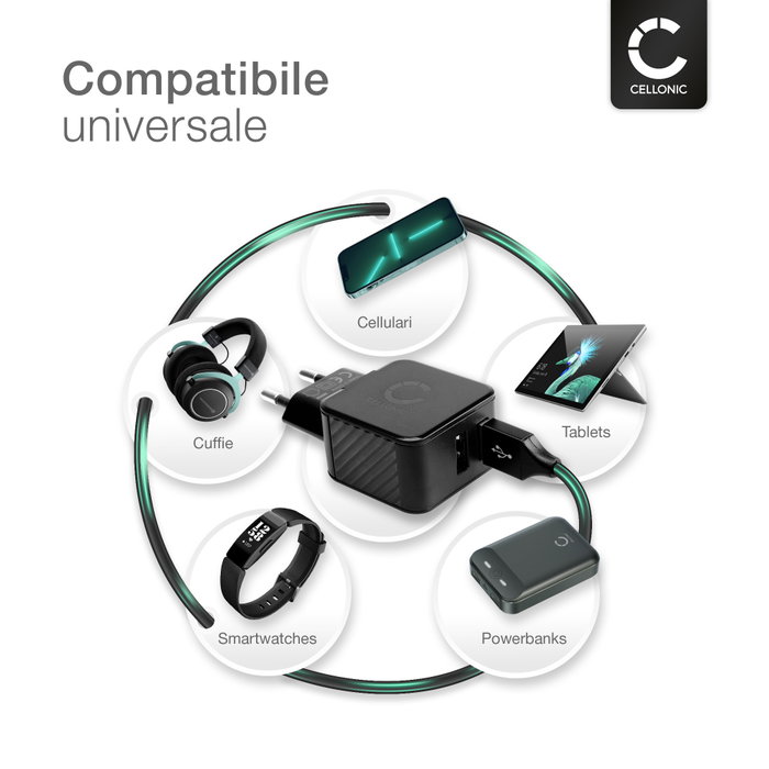 Presa commutata SP 13A 2G con doppia USB A+C (5V DC