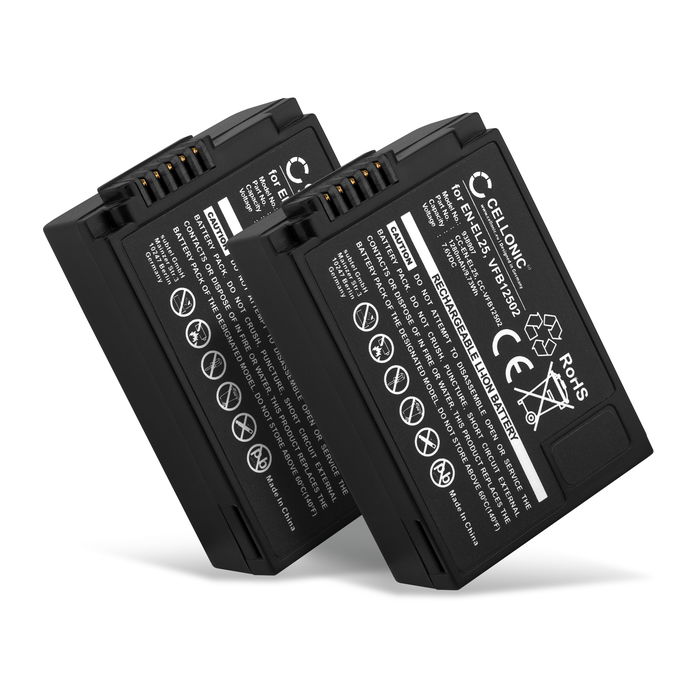 2x Batterie 1280mAh pour appareil photo Nikon Z 50, Z fc - Remplacement modèle EN-EL25, VFB12502