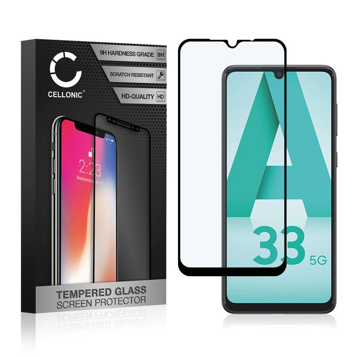 Vetro temperato CELLONIC per Samsung Galaxy A33 (SM-A336), screen protector (3D Case-friendly 9H 0,33mm Full Glue) nero Pellicola salva schermo per telefono cellulare smartphone