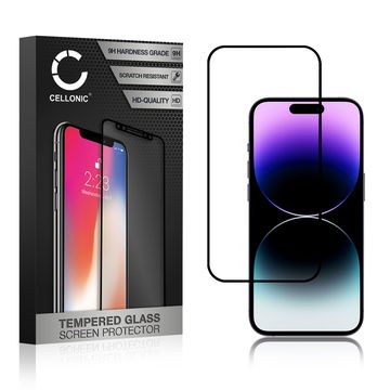 Vetro temperato CELLONIC per Apple iPhone 14 Pro, screen protector (3D Case-friendly 9H 0,33mm Full Glue) nero Pellicola salva schermo per telefono cellulare smartphone