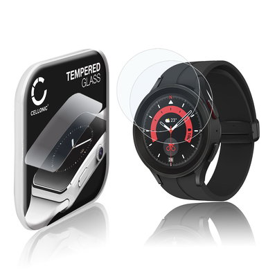 2x Protection d'écran en verre pour montre connectée Samsung Galaxy Watch 5 Pro (2.5D, haute résistance 9H, 0,30mm, Full Glue)