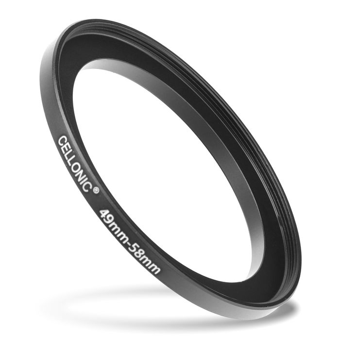 Anello adattatore 49mm->58mm CELLONIC ‘step up’ per filtro e parasole di fotocamera Canon, Nikon, Sony, Olympus con diametro più grande su obiettivo con ø più piccolo