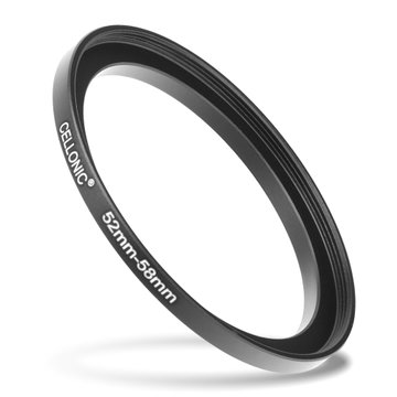 Anello adattatore 52mm->58mm CELLONIC ‘step up’ per filtro e parasole di fotocamera Canon, Nikon, Sony, Olympus con diametro più grande su obiettivo con ø più piccolo