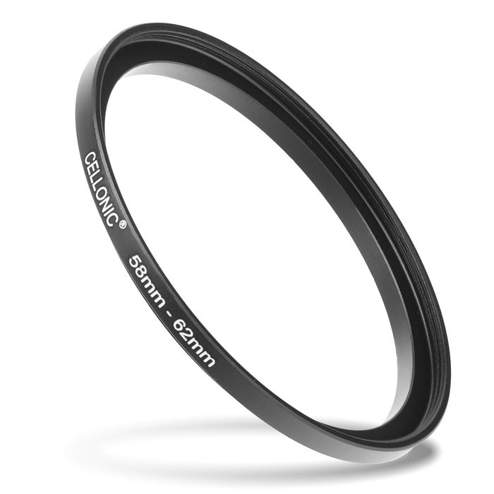 Anello adattatore 58mm->62mm CELLONIC ‘step up’ per filtro e parasole di fotocamera Canon, Nikon, Sony, Olympus con diametro più grande su obiettivo con ø più piccolo