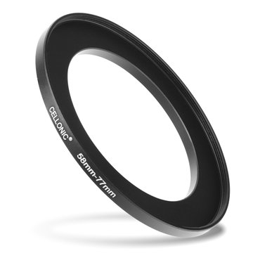 Anello adattatore 58mm->77mm CELLONIC® ‘step up’ per filtro e parasole di fotocamera Canon, Nikon, Sony, Olympus con diametro più grande su obiettivo con ø più piccolo