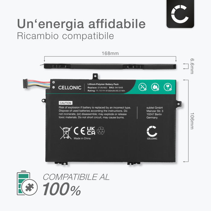 Notebook Akku für Lenovo ThinkPad E590 u.a. wie L17L3P52 Li-Polymer 11,1V 4000mAh | Lenovo