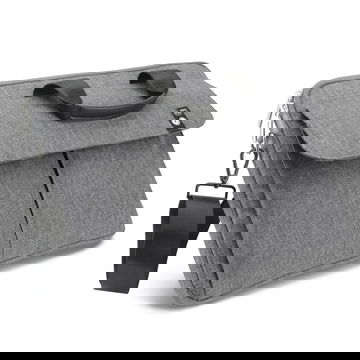 Sac à bandoulière pour ordinateur portable – Serviette de protection et de transport universelle multi-compartiments 14,1”-15,4” pour ordinateur portable, pour le travail, les études, le bureau et les déplacements – gris