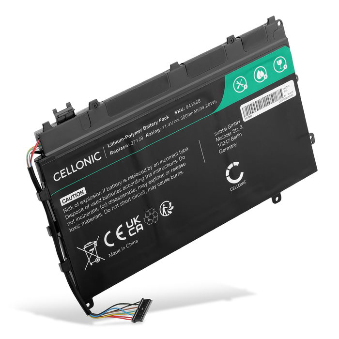 Batteria CELLONIC 271J9 per notebook Dell Latitude 13 7000 (7350) P58G Affidabile ricambio da 3000mAh Sostituzione ottimale per computer portatile laptop Dell