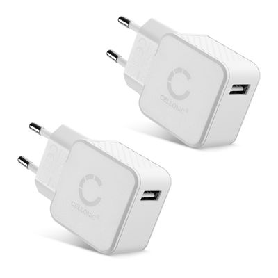 2x USB Ladegerät für 5V / 1A, 1000mA mit 12W - 2.4A, USB Schnellladegerät USB Netzteil für Steckdose USB Ladestation Ladestecker