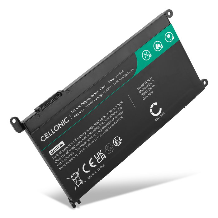 Akku für Dell Chromebook 11, 11 3180, 11 3181, 11 3100 Laptop - 3400mAh 11.4V 