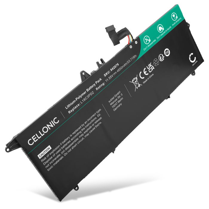 Lenovo ThinkPad T490s Batterie 4650mAh de Cellonic