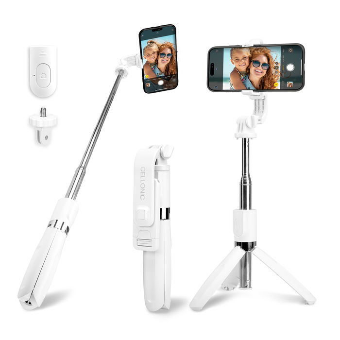 Samsung Galaxy Z Flip (SM-F700) Selfie Stick mit Stativ und Fernbedienung von Cellonic – Weiß