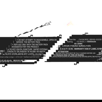 Batterie de rechange pour ordinateurs portables ASUS Pro P3540FA, Pro P3540FB, Pro 3548FB - 4500mAh 15.4V