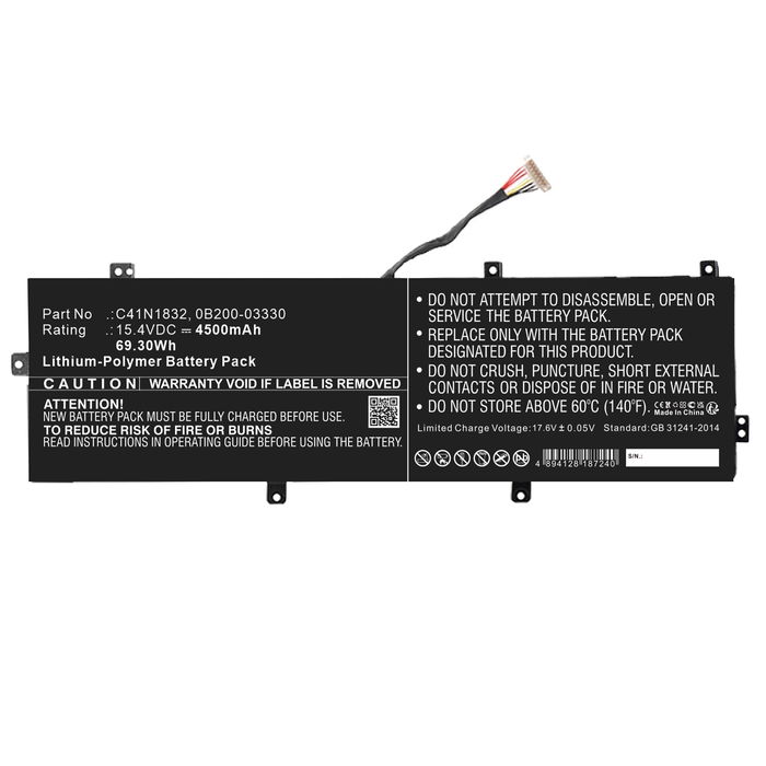 Batterie de rechange pour ordinateurs portables ASUS Pro P3540FA, Pro P3540FB, Pro 3548FB - 4500mAh 15.4V