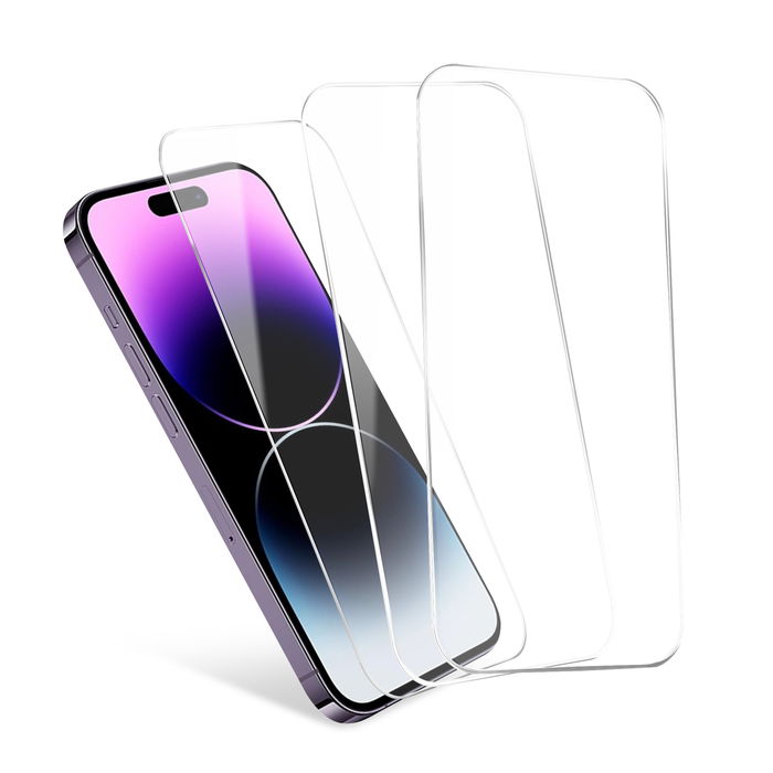 3x CELLONIC iPhone 14 Pro Max Screen Protector - 6.7" Phone Screen Cover 2.5D Full Glue Ultra Thin 9H Tempered Glass Protective Smartphone Display Screen Guard