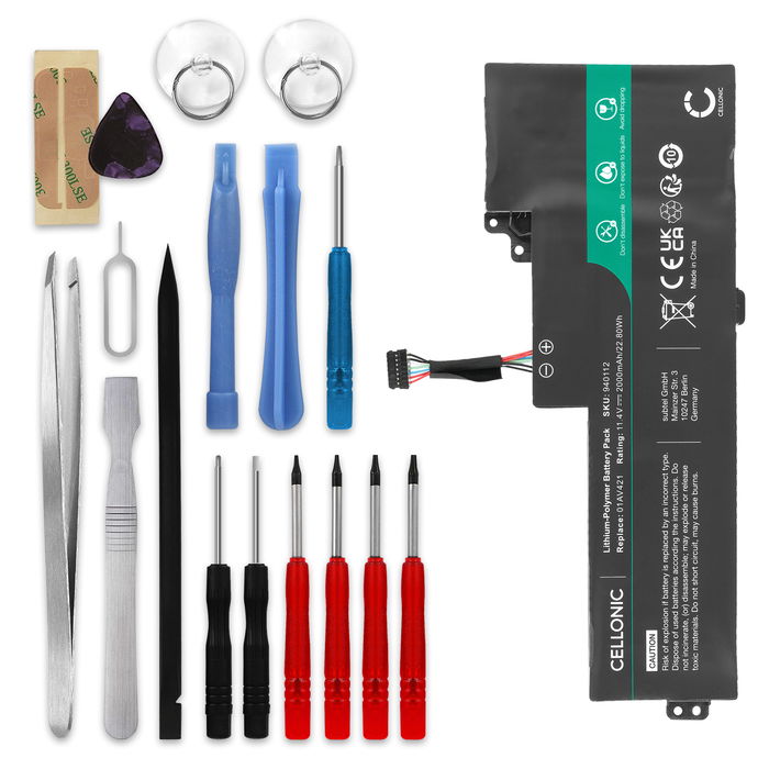 Lenovo ThinkPad T470 Series Akku + Werkzeug-Set 2000mAh Ersatzakku Batterie von subtel