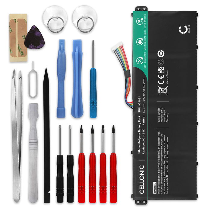 Acer Aspire V3-372 Batterie + kit d'outils 3600mAh de subtel