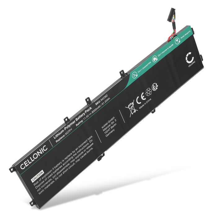 Batterie pour Dell XPS 15 9570, 7590, 9560, Precision 5530, 5540, 5520, 5510, Dell 6GTPY, GPM03, H5H20 11.4V 8000mAh de CELLONIC