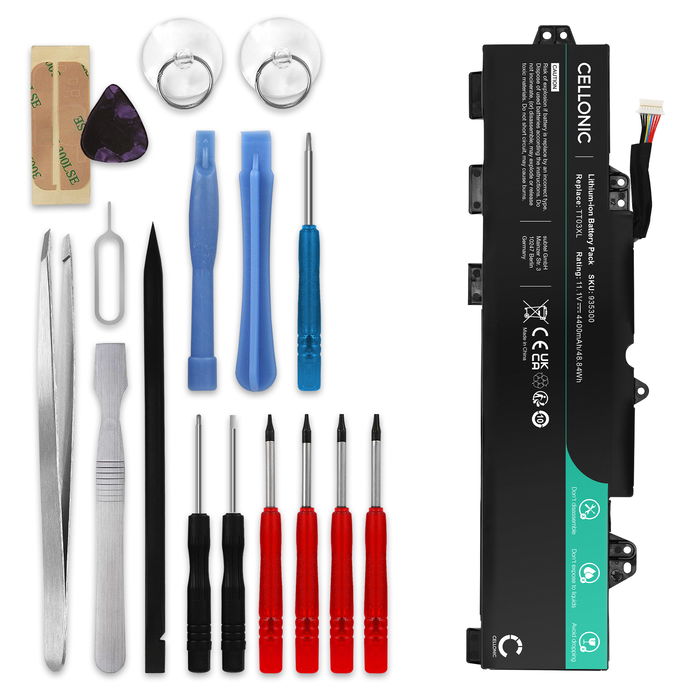 HP TT03XL Akku + Werkzeug-Set 4400mAh Ersatzakku Batterie von Cellonic