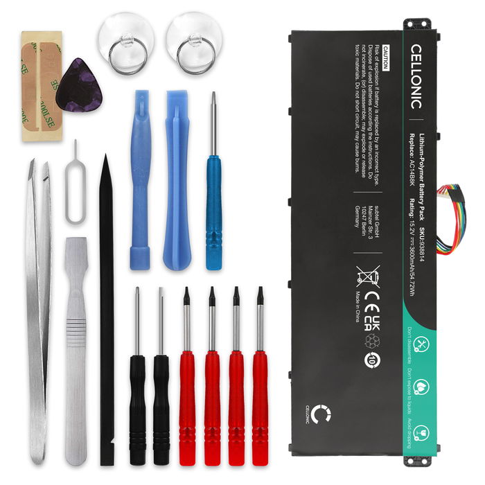 Acer Spin 5 SP513-51-79AK Akku + Werkzeug-Set 3600mAh Ersatzakku Batterie von subtel