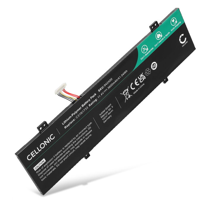 Batterie pour ASUS VivoBook Flip TP412FA, TP412U, TP412FA | ASUS C31N1733, C31PIJ1, 0B200-02970000 11.4V 3600mAh de CELLONIC