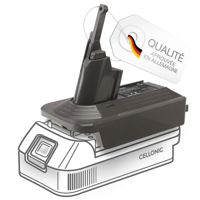 Adaptateur batterie DeWalt 18V-20V ou Milwaukee 18V vers Dyson V7 et Dyson V8 - Convertisseur batterie pour aspirateurs Dyson de CELLONIC