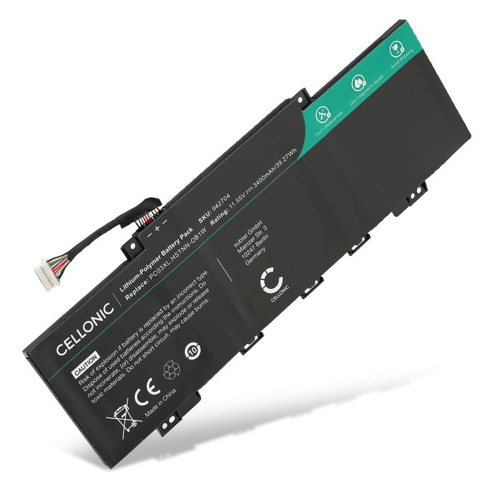 Batteria per portatile HP Pavilion x360 14-EK, 14-DY, Aero 13, PC03, PC03XL, PC03043XL ricambio per laptop 3400mAh 11.55V 