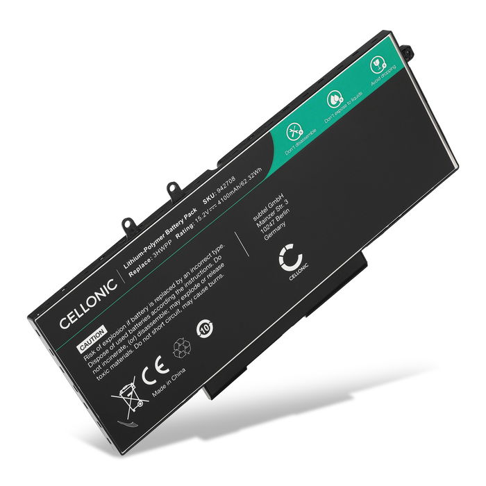Batterie pour Dell Latitude 5410, 5510, 5401, Precision 3551, 3541, 3550, Vostro 5410, 3HWPP, 3PCVM, 401D9 15.2V 4100mAh de CELLONIC