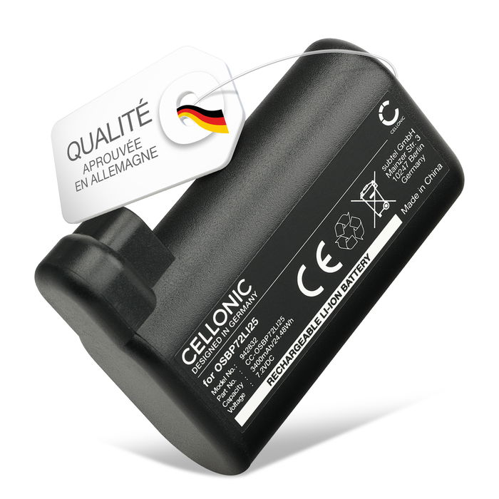 Batterie pour Electrolux ERV5210TG, ERV5100IW, ERV5210IW, ERV5100TG, OSBP72LI25, AEG Electrolux Osiris, RX7-1-TM 3400mAh de CELLONIC