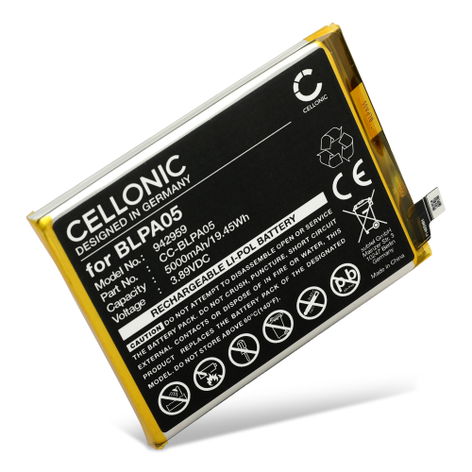 Batterie pour téléphones portables Oppo CPH2531; Reno10 5G BLPA05 (5000mAh, 3.89V) de CELLONIC