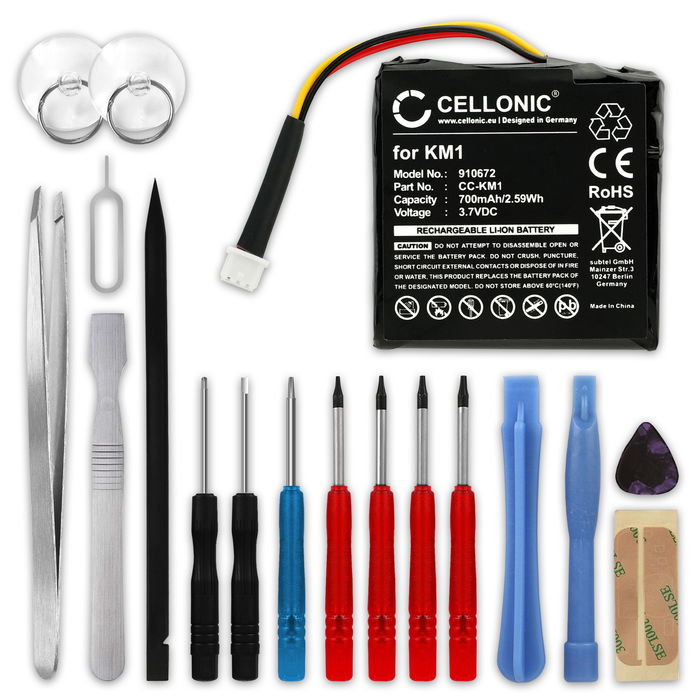 TomTom Via 130 Akku + Werkzeug-Set 17tlg 700mAh Ersatzakku Batterie von subtel