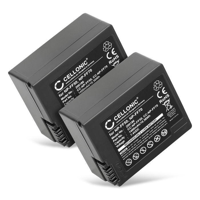 2x Akku für Sony CCD-TRV608, CCD-TRV328, NP-FF50, NP-FF71, NP-FF51, NP-FF70 1400mAh von CELLONIC