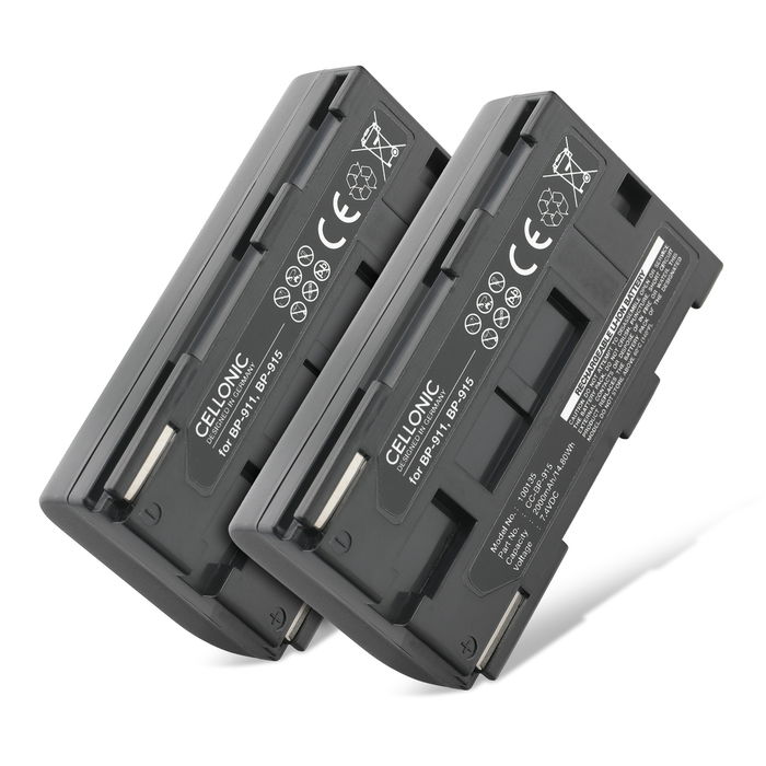 2x Battery for Canon XF100 G2000 G1000 XF105 XL1s XL1 XL2 XH-A1 BP-915 BP-945 BP-930 BP-911 BP-941 BP-927 BP-924 BP-914 (2000mAh, 7.4V) from CELLONIC