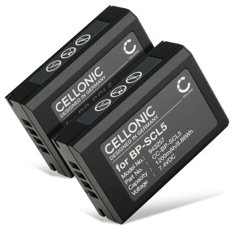 2x Batteria per Leica M10 Monochrom; M10-P; M10-R BP-SCL5 (1200mAh, 7.4V) di CELLONIC