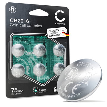 CELLONIC CR2016 Batteria a bottone (Lithium, 90 mAh, 3V) per Chiavi Auto, Calcolatrici, Orologi - x6-Pacco batterie