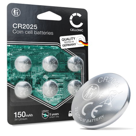 6x Batterie CR2025 3V 150mAh di CELLONIC