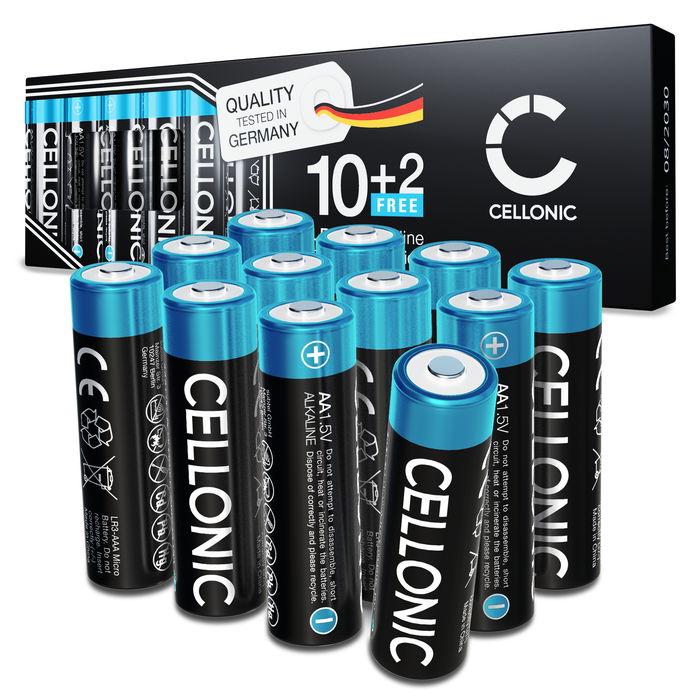 12x Pile AA Alkaline CELLONIC 1.5V – 2900mAh LR6, AM3, Mignon, MN1500 | Pile AA usa e getta per telecomandi, giocattoli, torce, orologi e molto altro