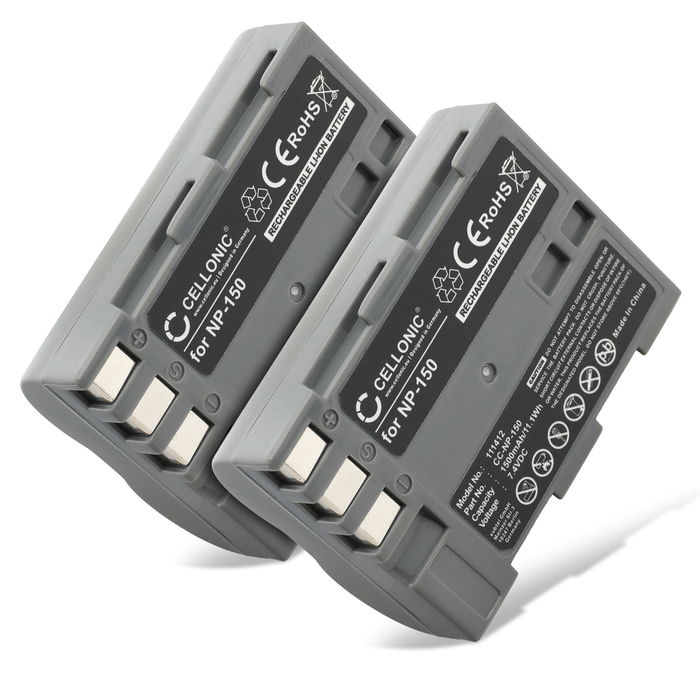 2x Batteria per Fuji FinePix A205S, FinePix A205S Zoom, FinePix S5 Pro NP-150 (1500mAh, 7.4V) marca CELLONIC