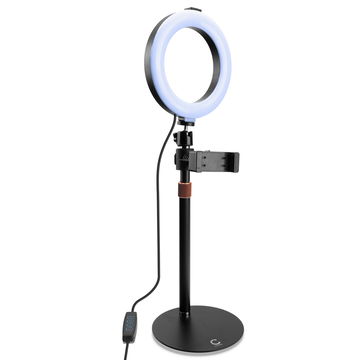 Luce ad anello, ring light bicolore 3000K-6500K con treppiede, fissa-smartphone, regolazione luce in 10 livelli, USB, da CELLONIC