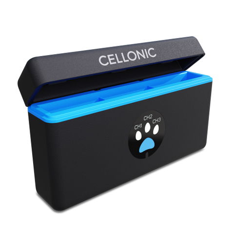 Chargeur et boîtier de rangement à 3 emplacements pour batteries AHDBT-901, compatible avec GoPro Hero 12, 10, 11, 9; AHDBT-901 avec câble USB 60cm + Câble USB de CELLONIC
