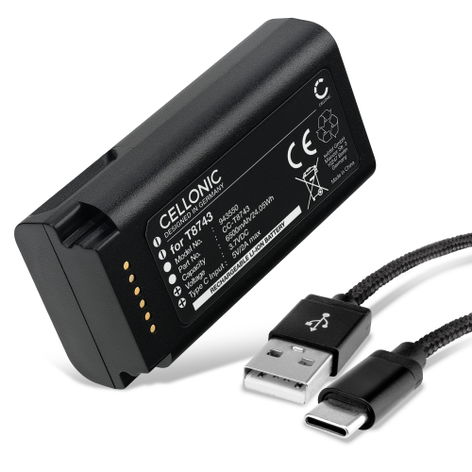 Akku für Eufy Video Doorbell E340, T8743 T8743 (6500mAh, 3.7V) von CELLONIC + USB C Cable
