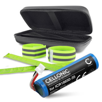Batterie Petzl NAO Plus Petzl ICR18650-35 Petzl NAO Petzl NAO Plus (2600mAh, 3.7V) + Étuis de protection & Bandes réfléchissantes de CELLONIC
